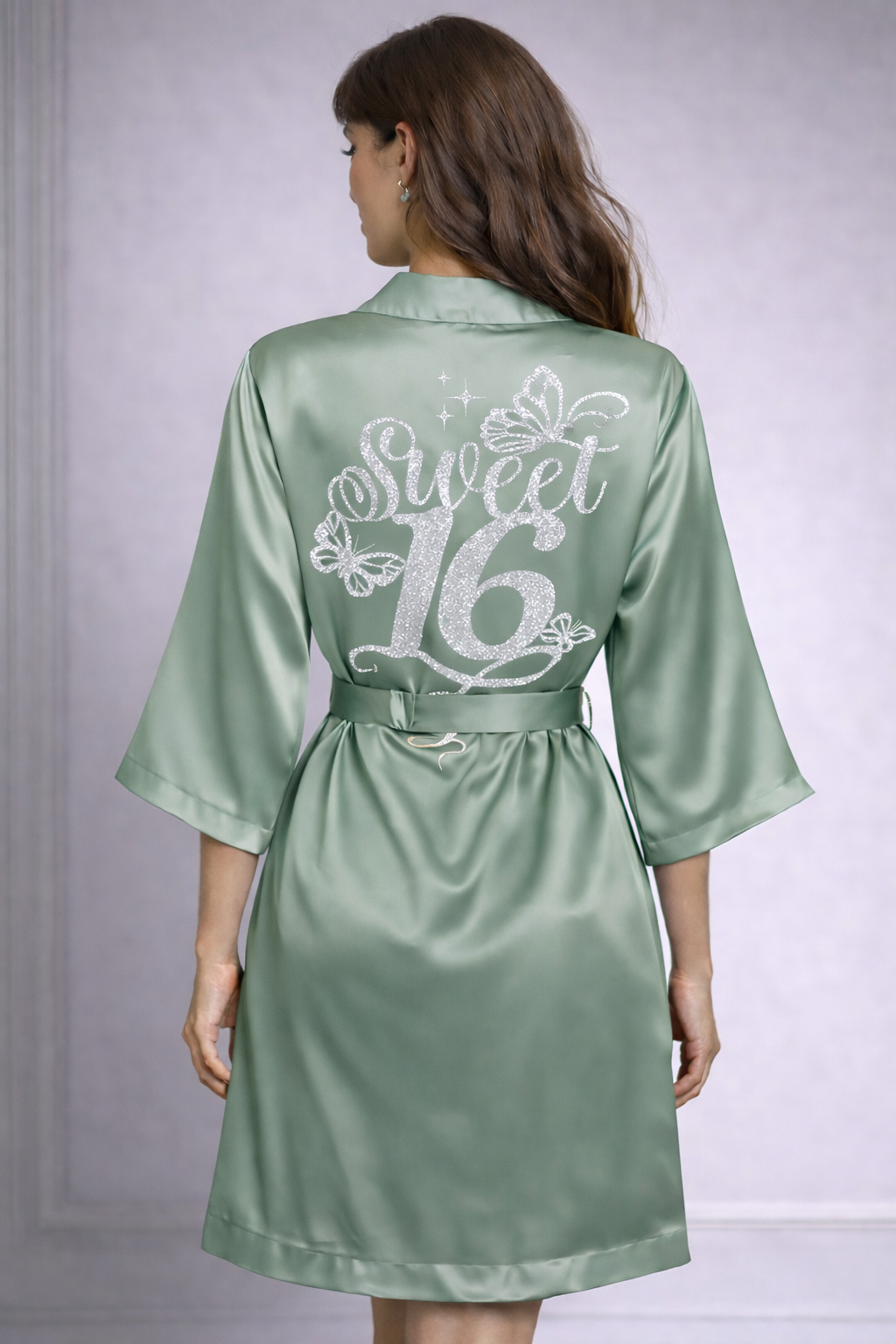 Personalized Robe with name  + Slippers Set – Sweet16 (Send the name to be personalized on the front)