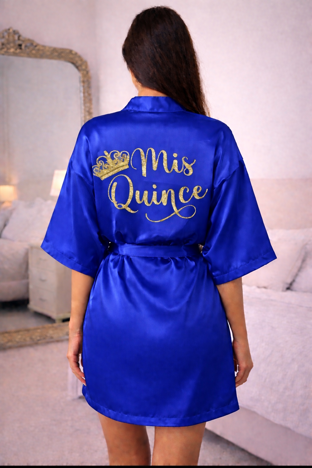Personalized Robe + Slippers Set – Quinceañera (Send the name to be personalized on the front)