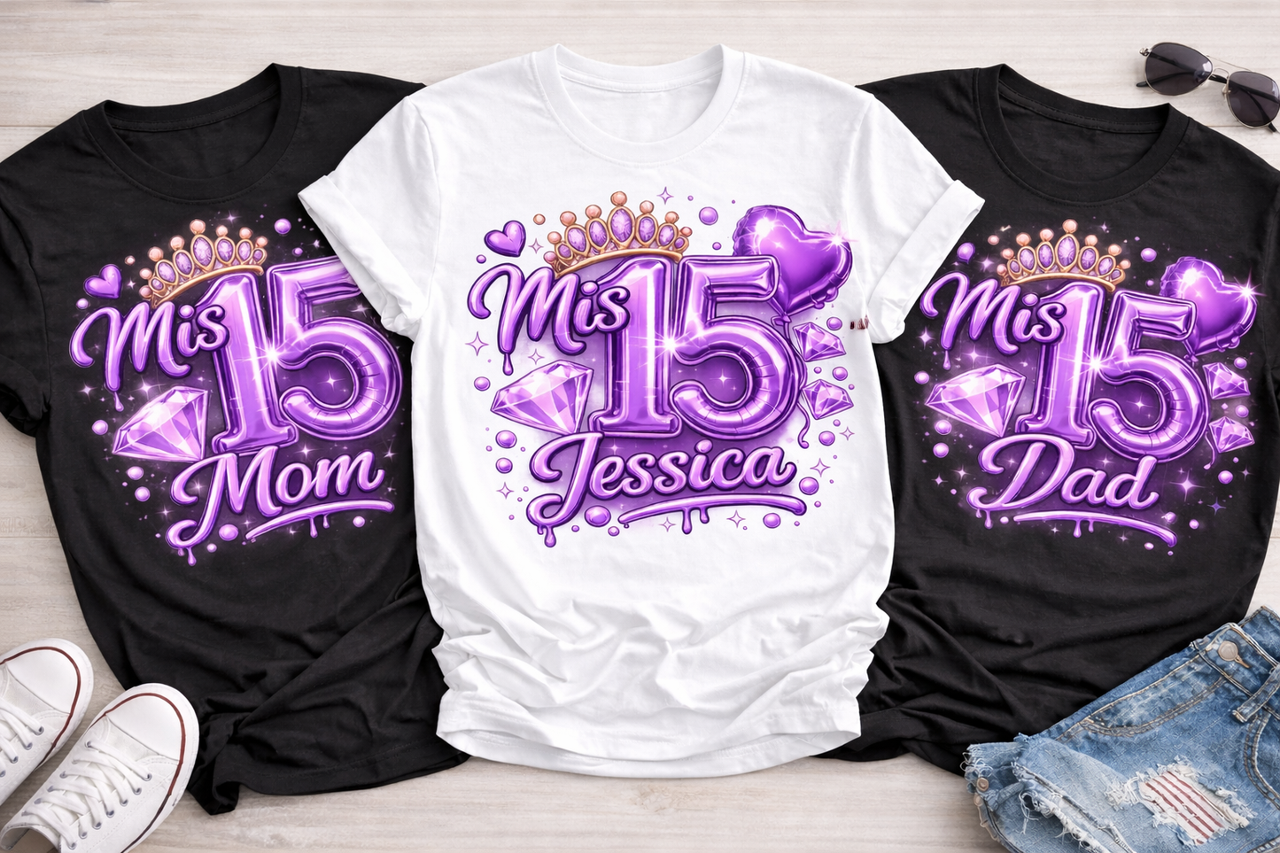 Mis 15 Custom Family and squad Shirts