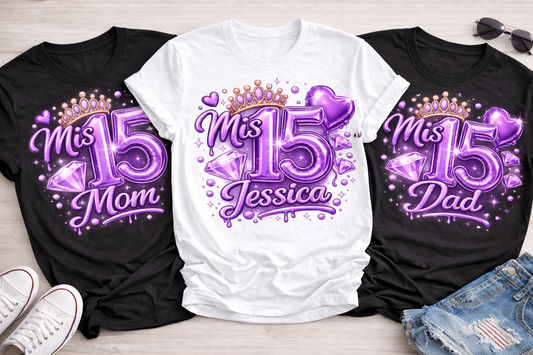 Mis 15 Custom Family and squad Shirts