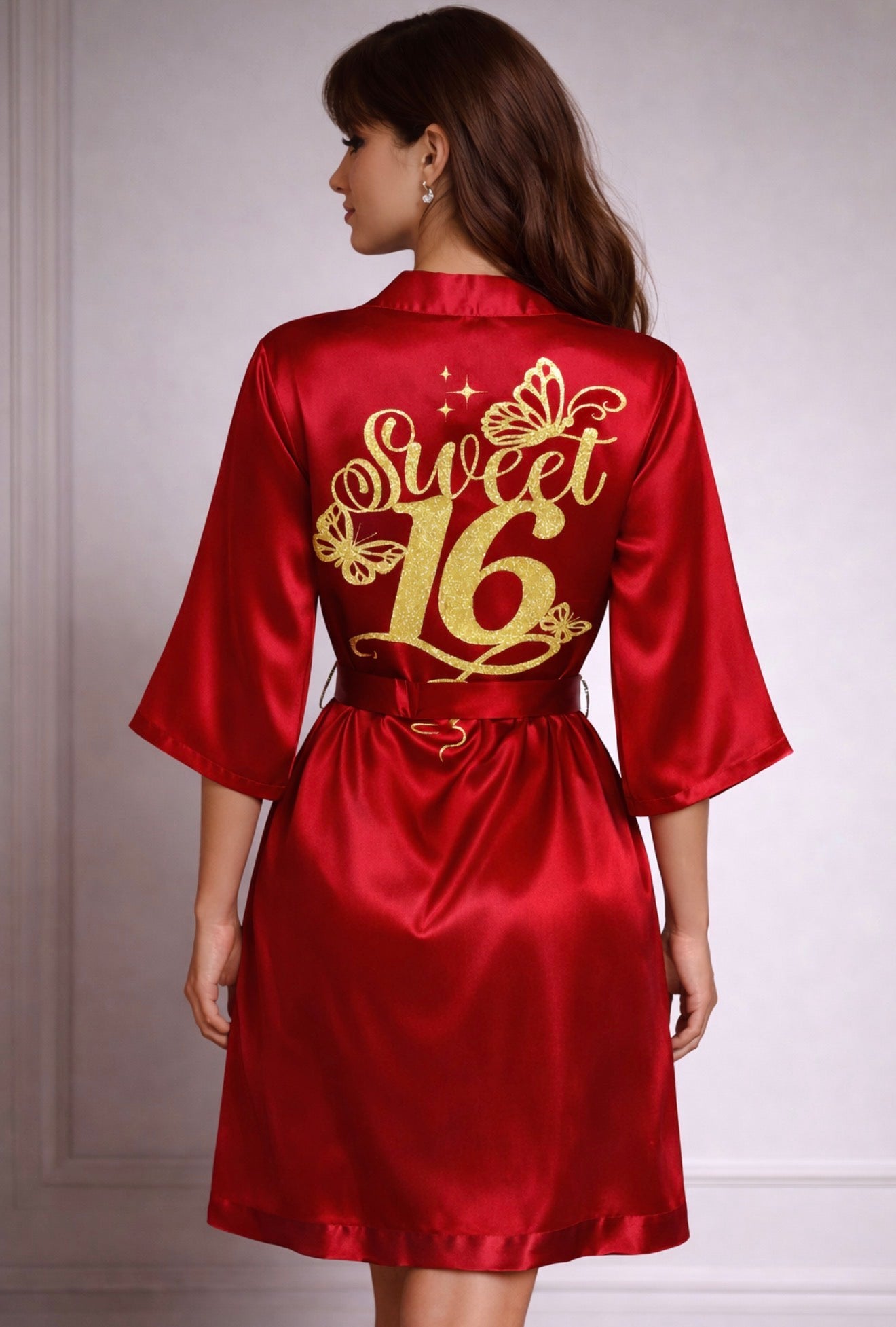 Personalized Robe with name  + Slippers Set – Sweet16 (Send the name to be personalized on the front)