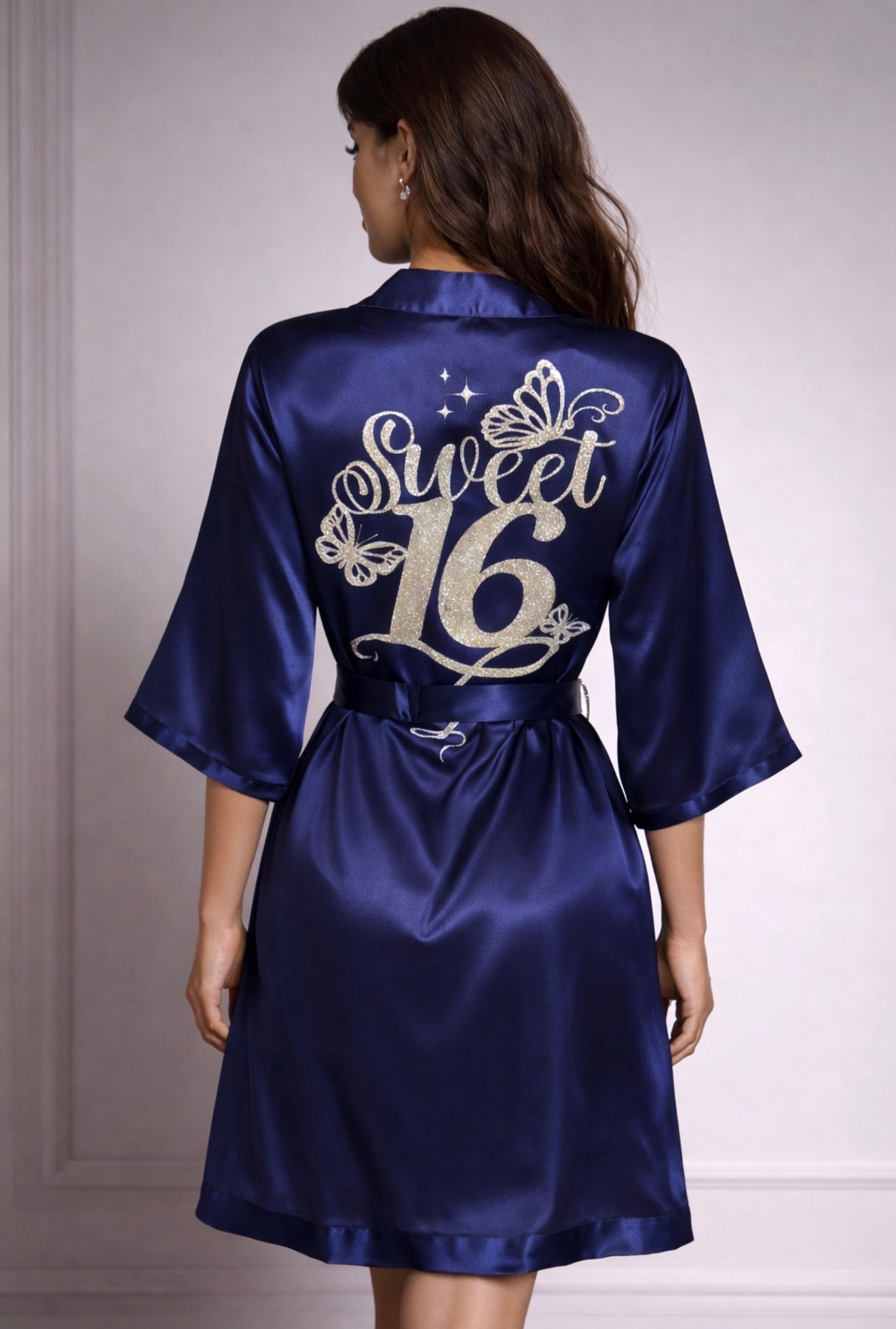 Personalized Robe with name  + Slippers Set – Sweet16 (Send the name to be personalized on the front)