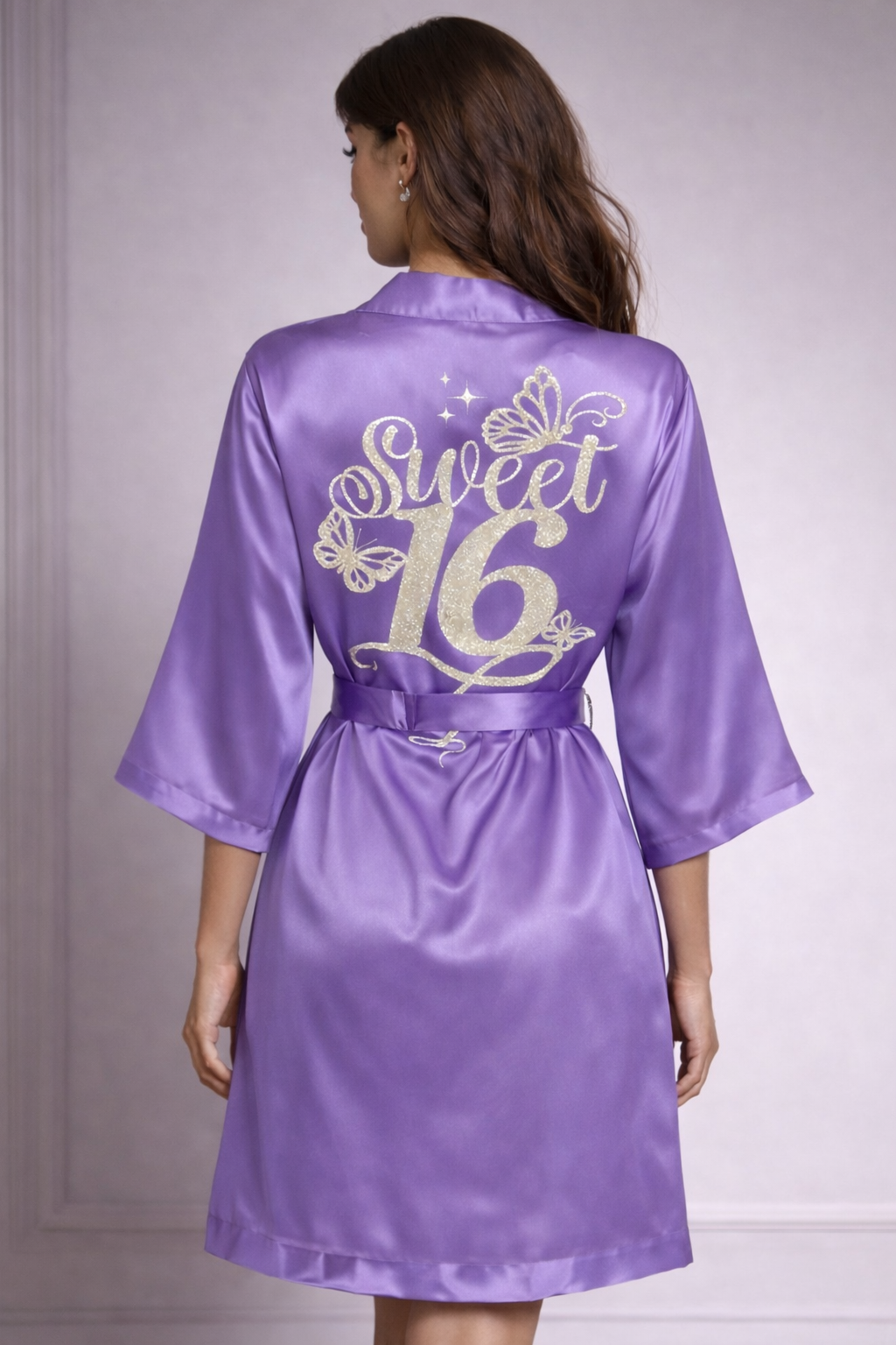Personalized Robe with name  + Slippers Set – Sweet16 (Send the name to be personalized on the front)