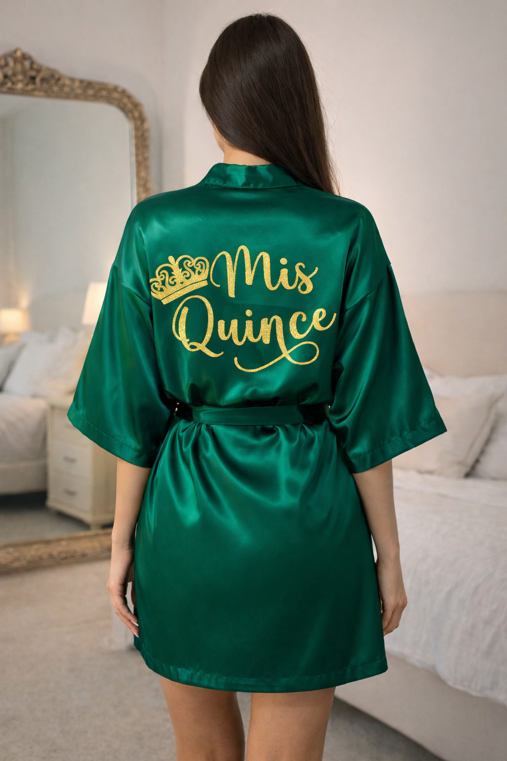 Personalized Robe + Slippers Set – Quinceañera (Send the name to be personalized on the front)