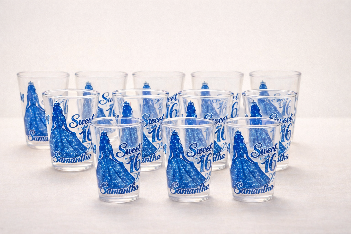 Personalized Quinceañera and Sweet 16 Shot Glasses – Set of 12