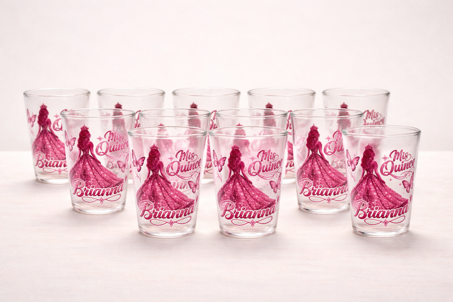 Personalized Quinceañera and Sweet 16 Shot Glasses – Set of 12