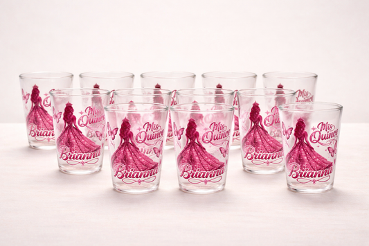 Personalized Quinceañera and Sweet 16 Shot Glasses – Set of 12