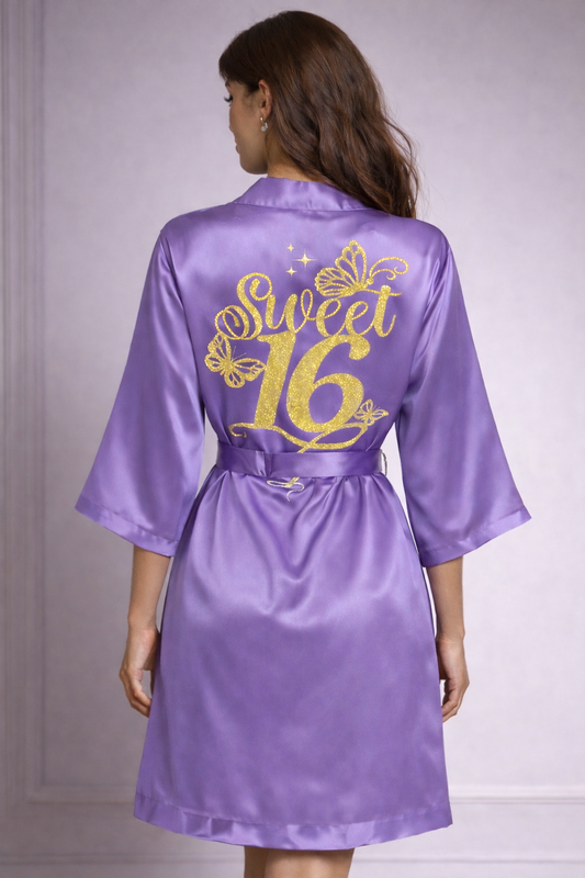 Personalized Robe with name  + Slippers Set – Sweet16 (Send the name to be personalized on the front)
