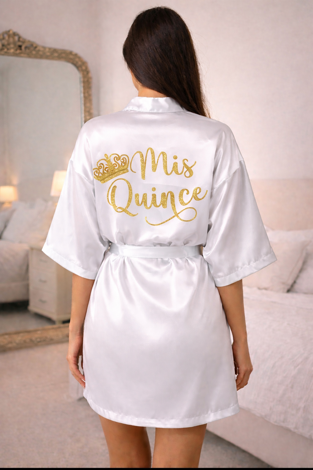 Personalized Robe + Slippers Set – Quinceañera (Send the name to be personalized on the front)