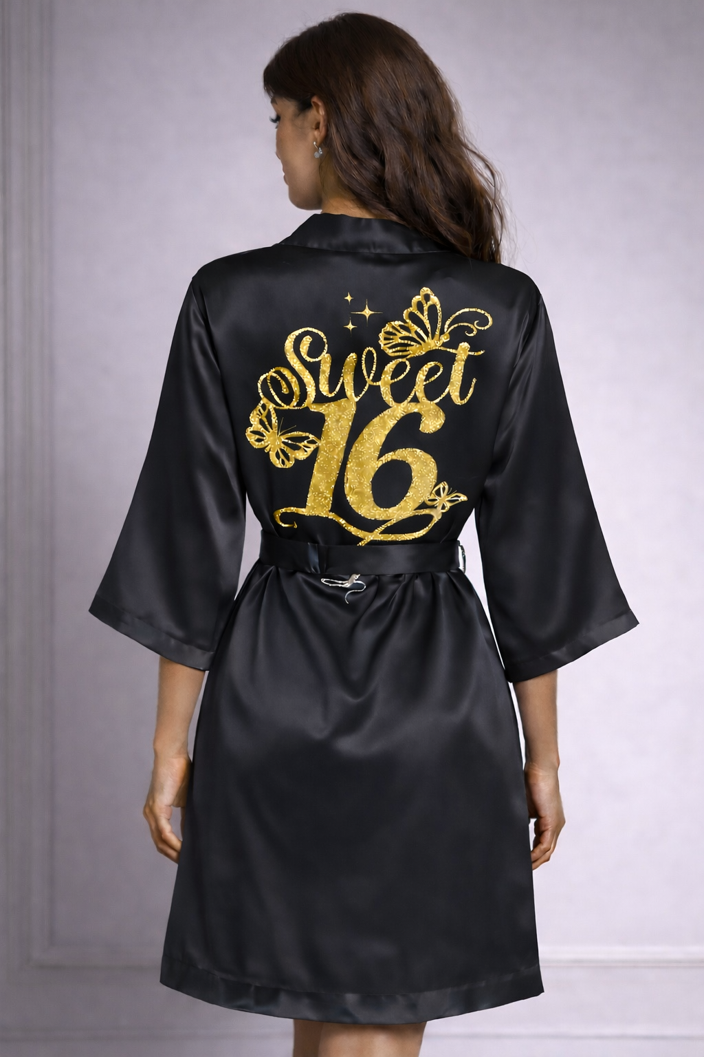 Personalized Robe with name  + Slippers Set – Sweet16 (Send the name to be personalized on the front)