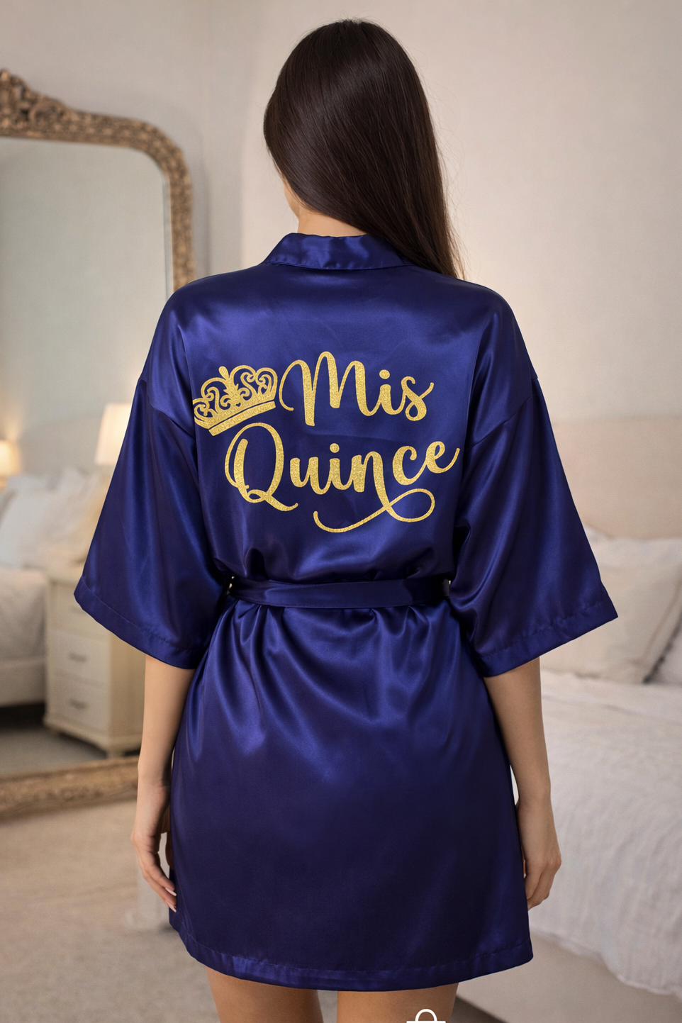 Personalized Robe + Slippers Set – Quinceañera (Send the name to be personalized on the front)