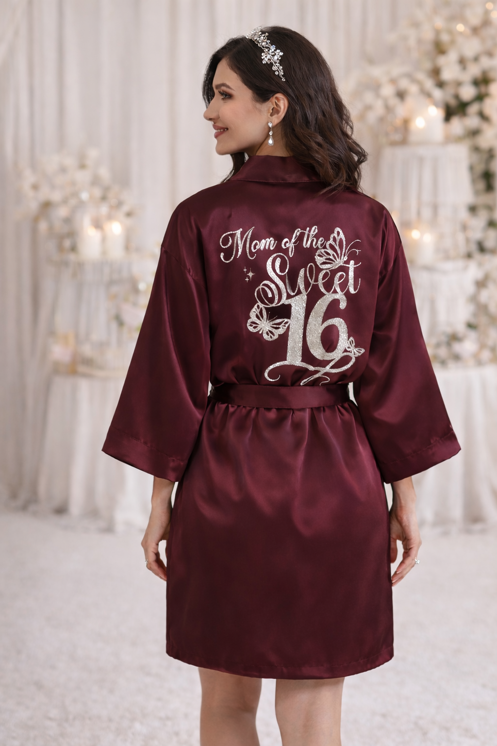 Personalized Robe with name  + Slippers Set – Sweet16 (Send the name to be personalized on the front)