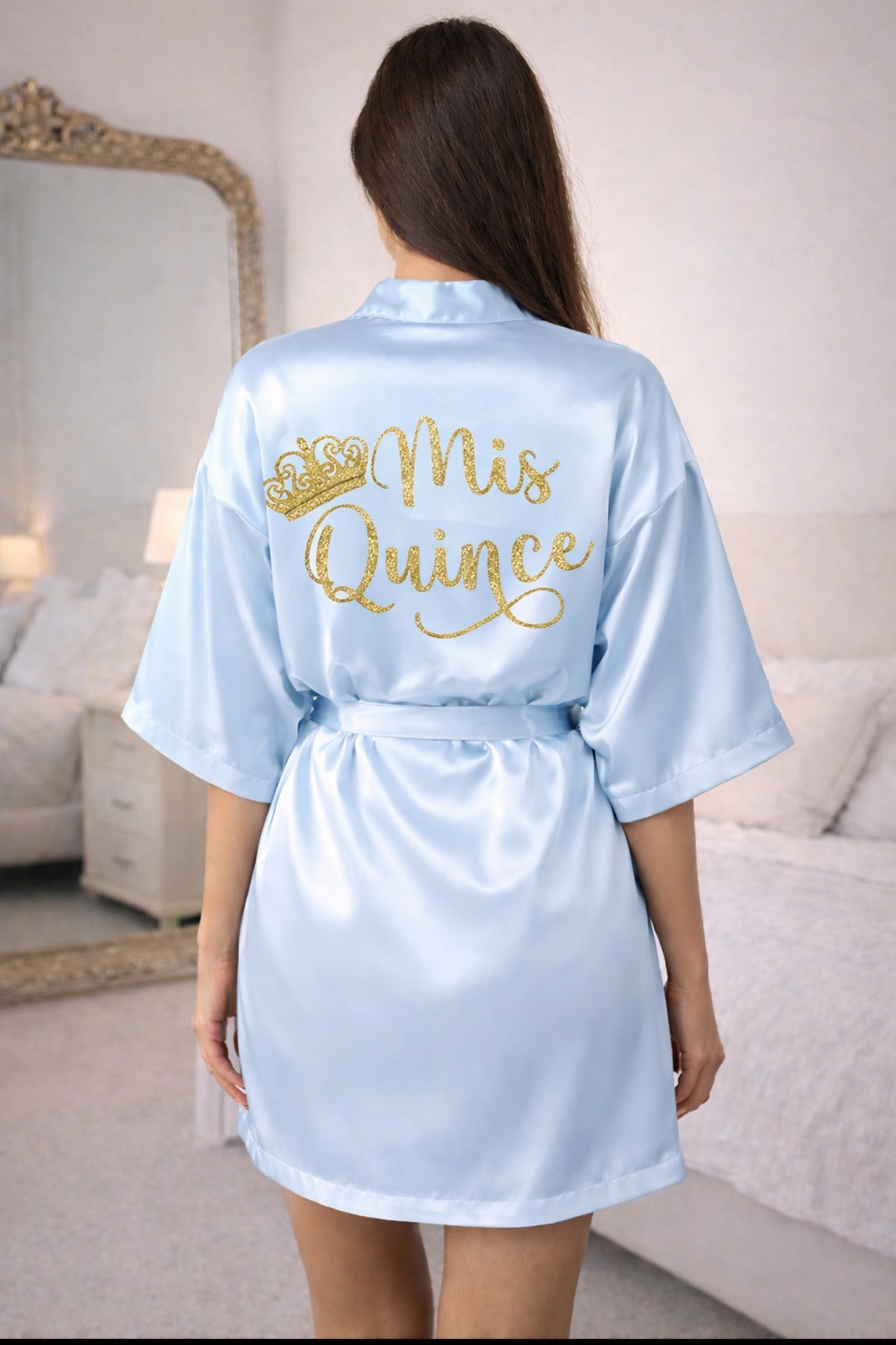 Personalized Robe + Slippers Set – Quinceañera (Send the name to be personalized on the front)