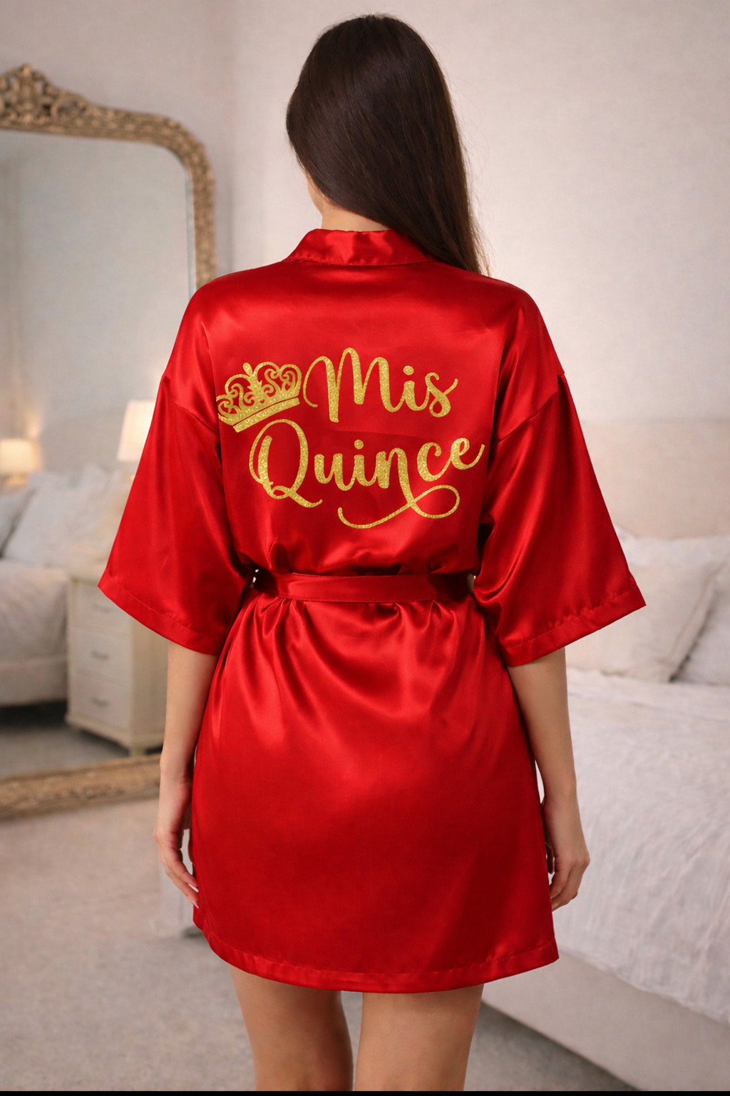 Personalized Robe + Slippers Set – Quinceañera (Send the name to be personalized on the front)