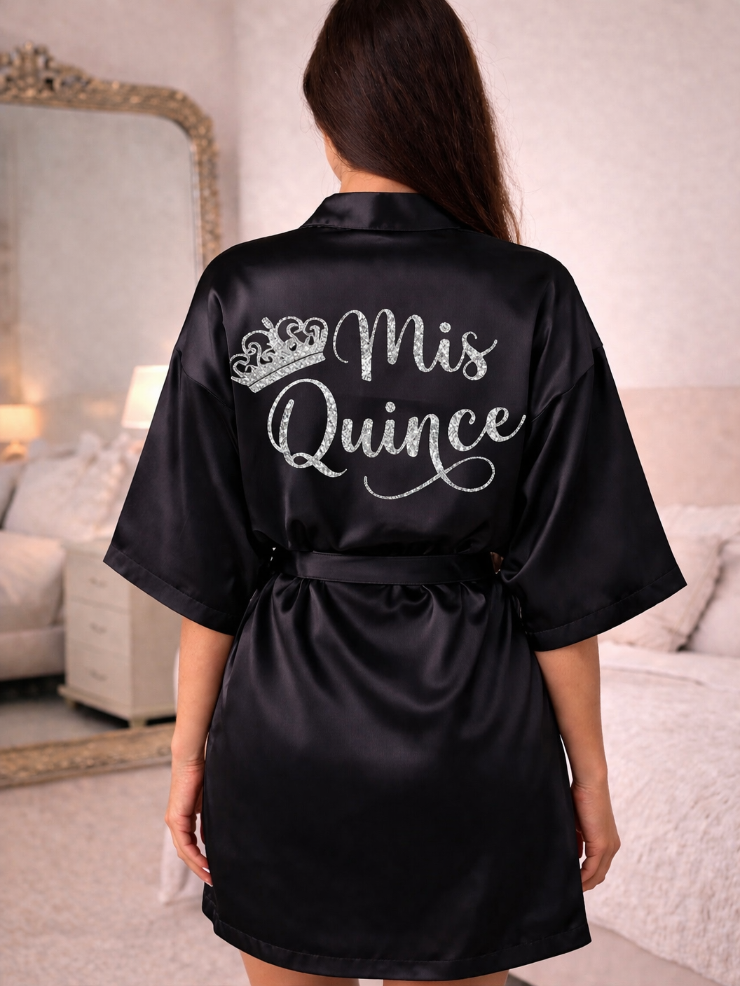 Personalized Robe + Slippers Set – Quinceañera (Send the name to be personalized on the front)