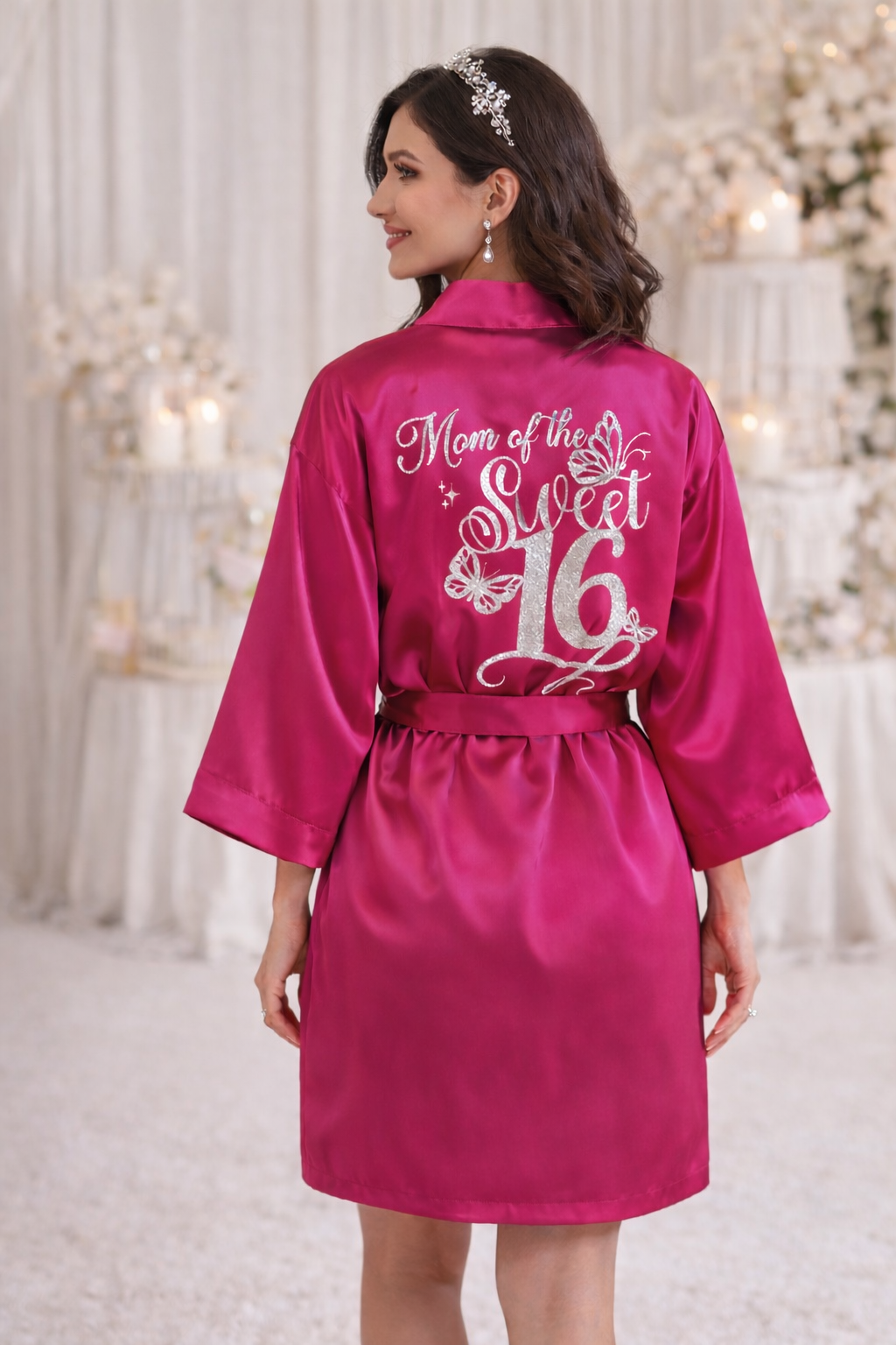 Personalized Robe with name  + Slippers Set – Sweet16 (Send the name to be personalized on the front)