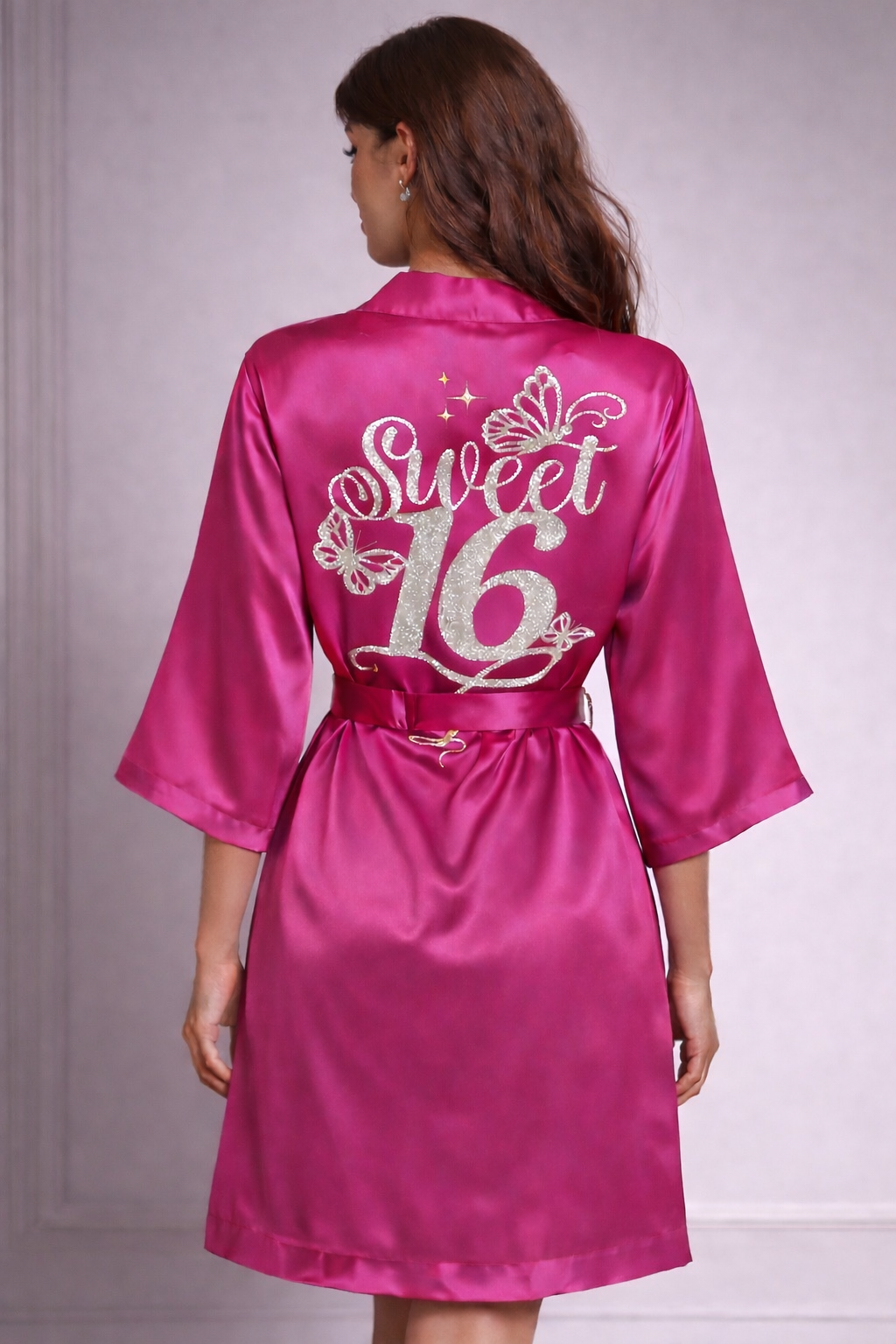 Personalized Robe with name  + Slippers Set – Sweet16 (Send the name to be personalized on the front)