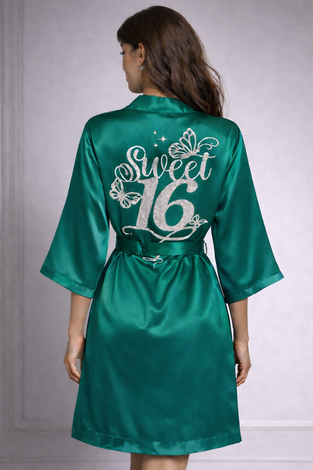 Personalized Robe with name  + Slippers Set – Sweet16 (Send the name to be personalized on the front)