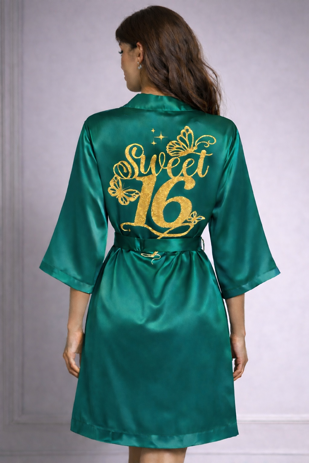 Personalized Robe with name  + Slippers Set – Sweet16 (Send the name to be personalized on the front)