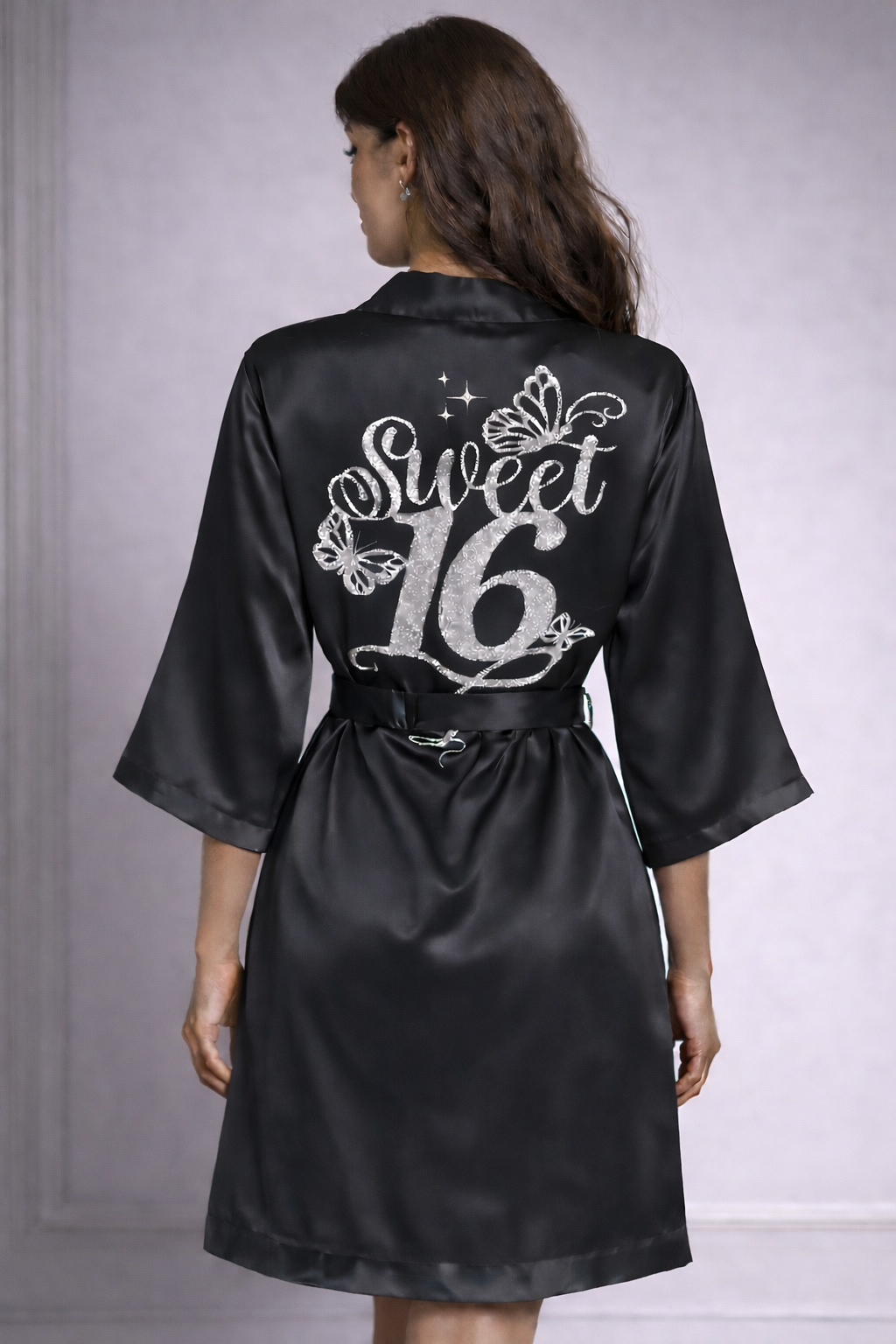 Personalized Robe with name  + Slippers Set – Sweet16 (Send the name to be personalized on the front)