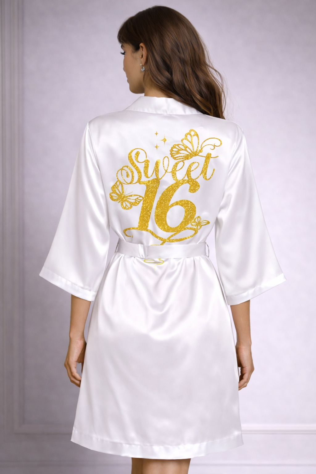 Personalized Robe with name  + Slippers Set – Sweet16 (Send the name to be personalized on the front)