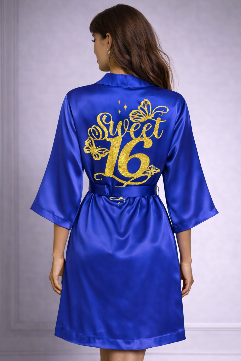 Personalized Robe with name  + Slippers Set – Sweet16 (Send the name to be personalized on the front)