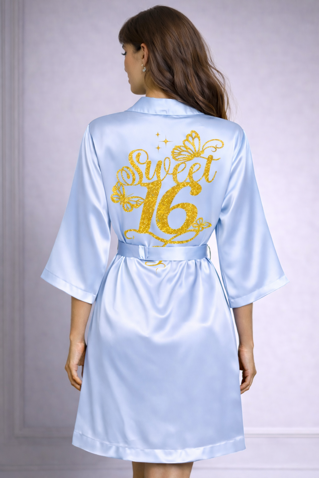 Personalized Robe with name  + Slippers Set – Sweet16 (Send the name to be personalized on the front)