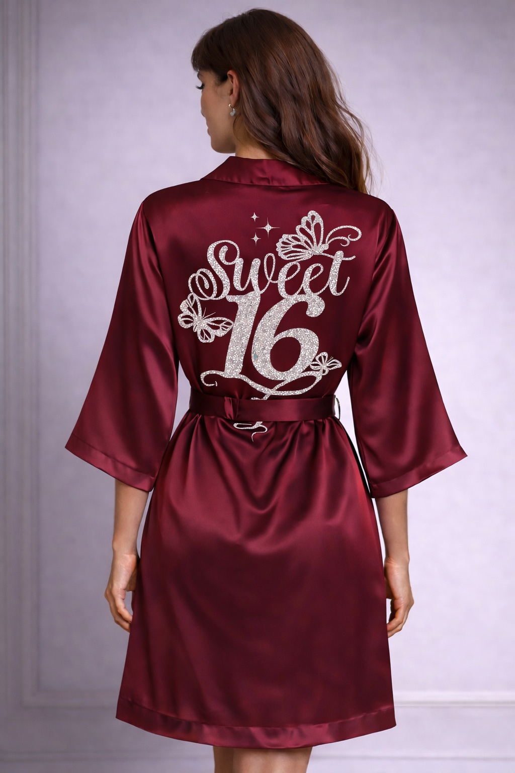 Personalized Robe with name  + Slippers Set – Sweet16 (Send the name to be personalized on the front)