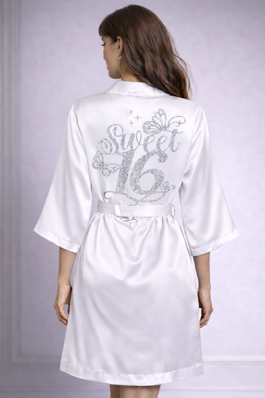 Personalized Robe with name  + Slippers Set – Sweet16 (Send the name to be personalized on the front)