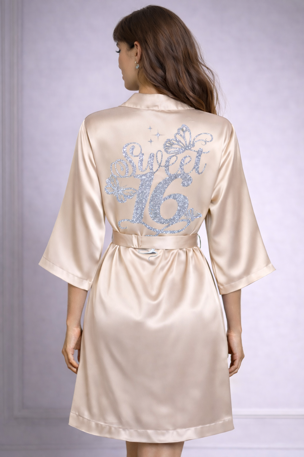 Personalized Robe with name  + Slippers Set – Sweet16 (Send the name to be personalized on the front)