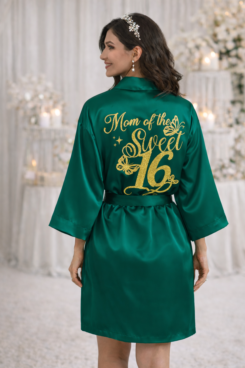 Personalized Robe with name  + Slippers Set – Sweet16 (Send the name to be personalized on the front)