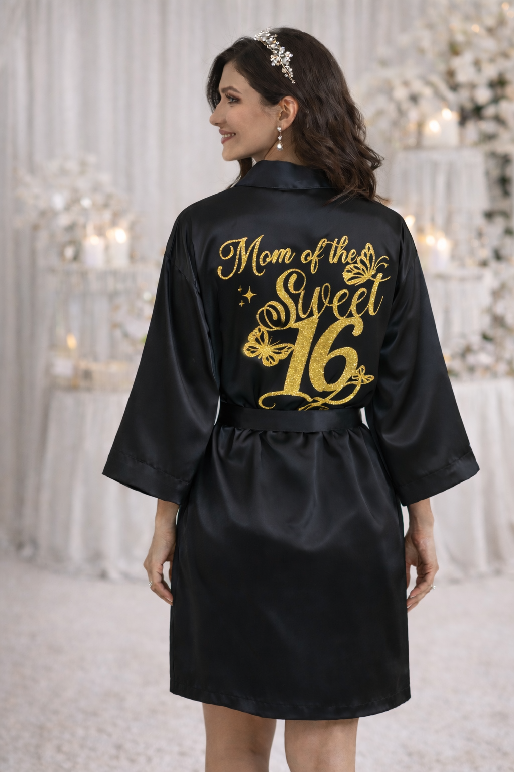 Personalized Robe with name  + Slippers Set – Sweet16 (Send the name to be personalized on the front)