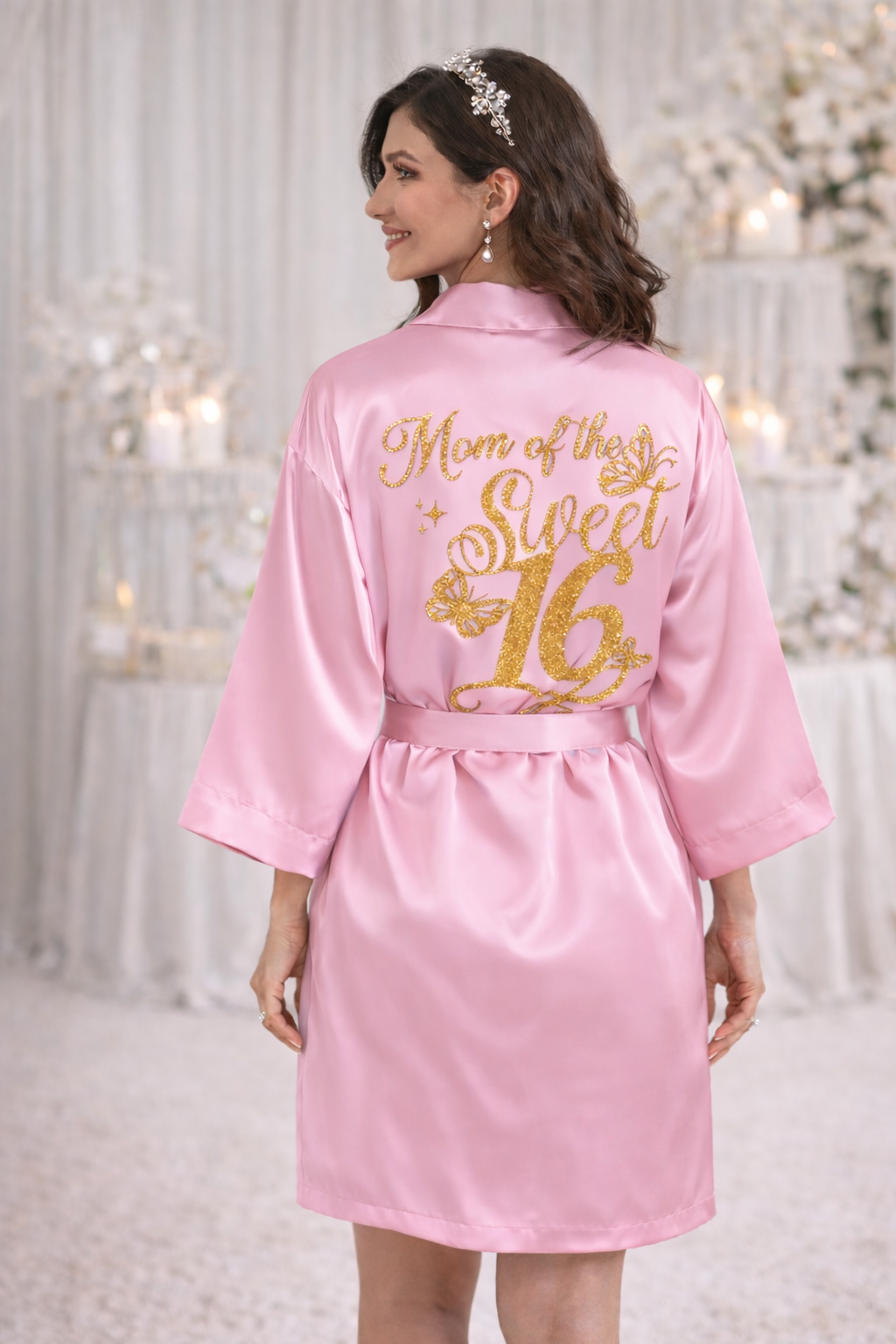 Personalized Robe with name  + Slippers Set – Sweet16 (Send the name to be personalized on the front)