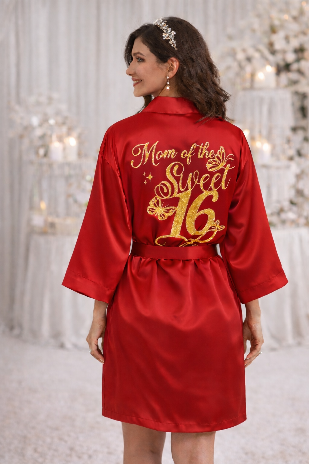 Personalized Robe with name  + Slippers Set – Sweet16 (Send the name to be personalized on the front)