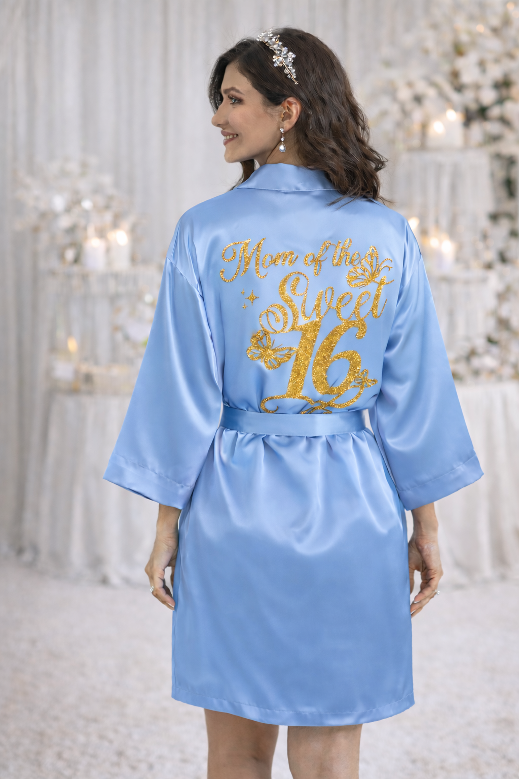 Personalized Robe with name  + Slippers Set – Sweet16 (Send the name to be personalized on the front)