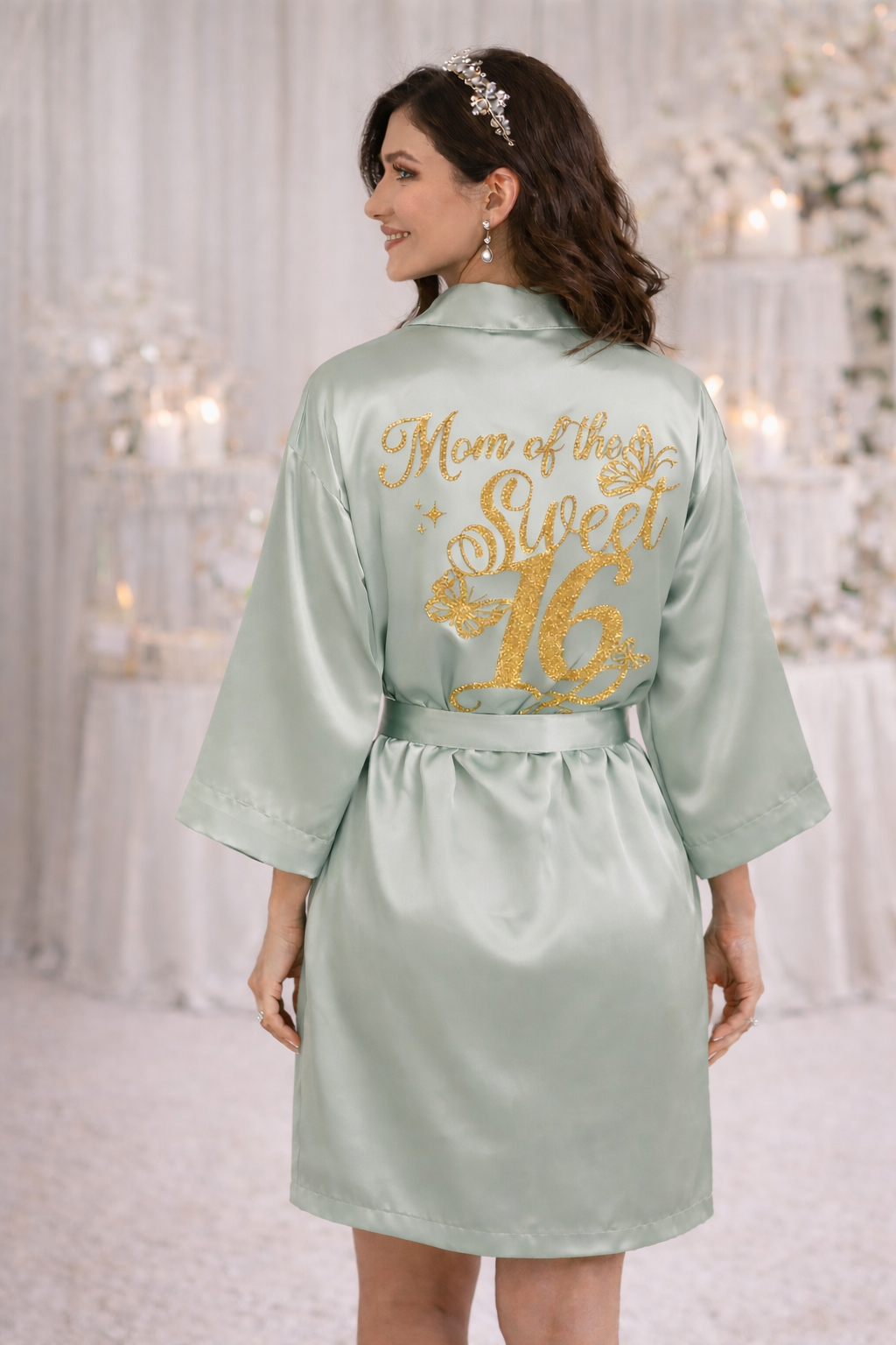 Personalized Robe with name  + Slippers Set – Sweet16 (Send the name to be personalized on the front)