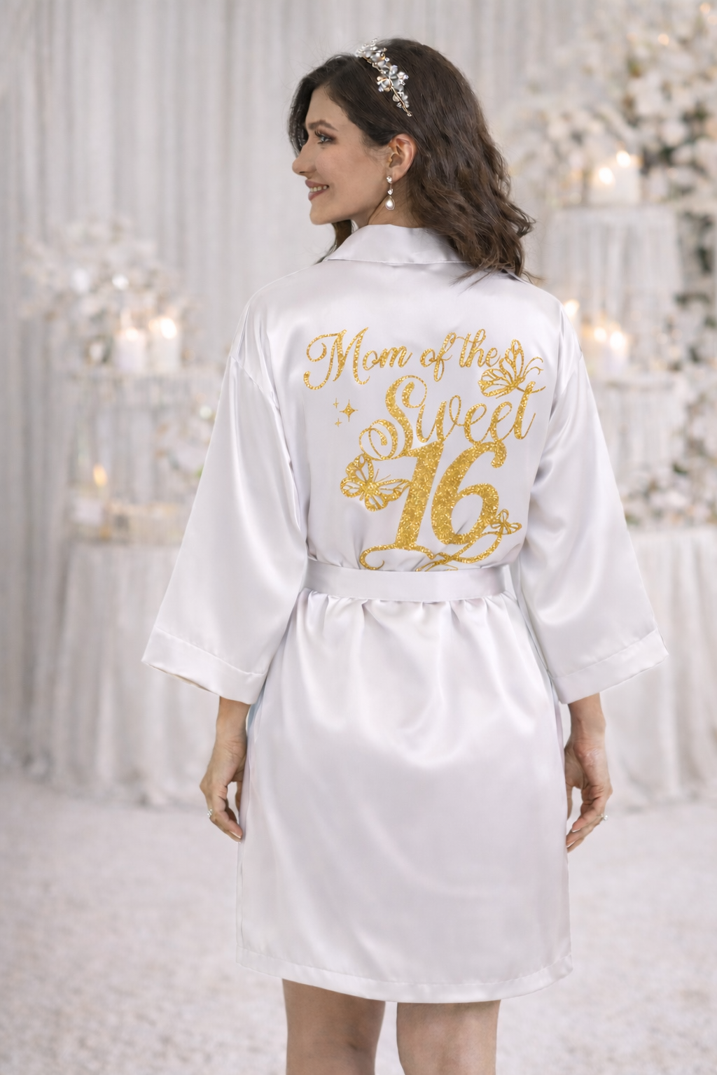 Personalized Robe with name  + Slippers Set – Sweet16 (Send the name to be personalized on the front)