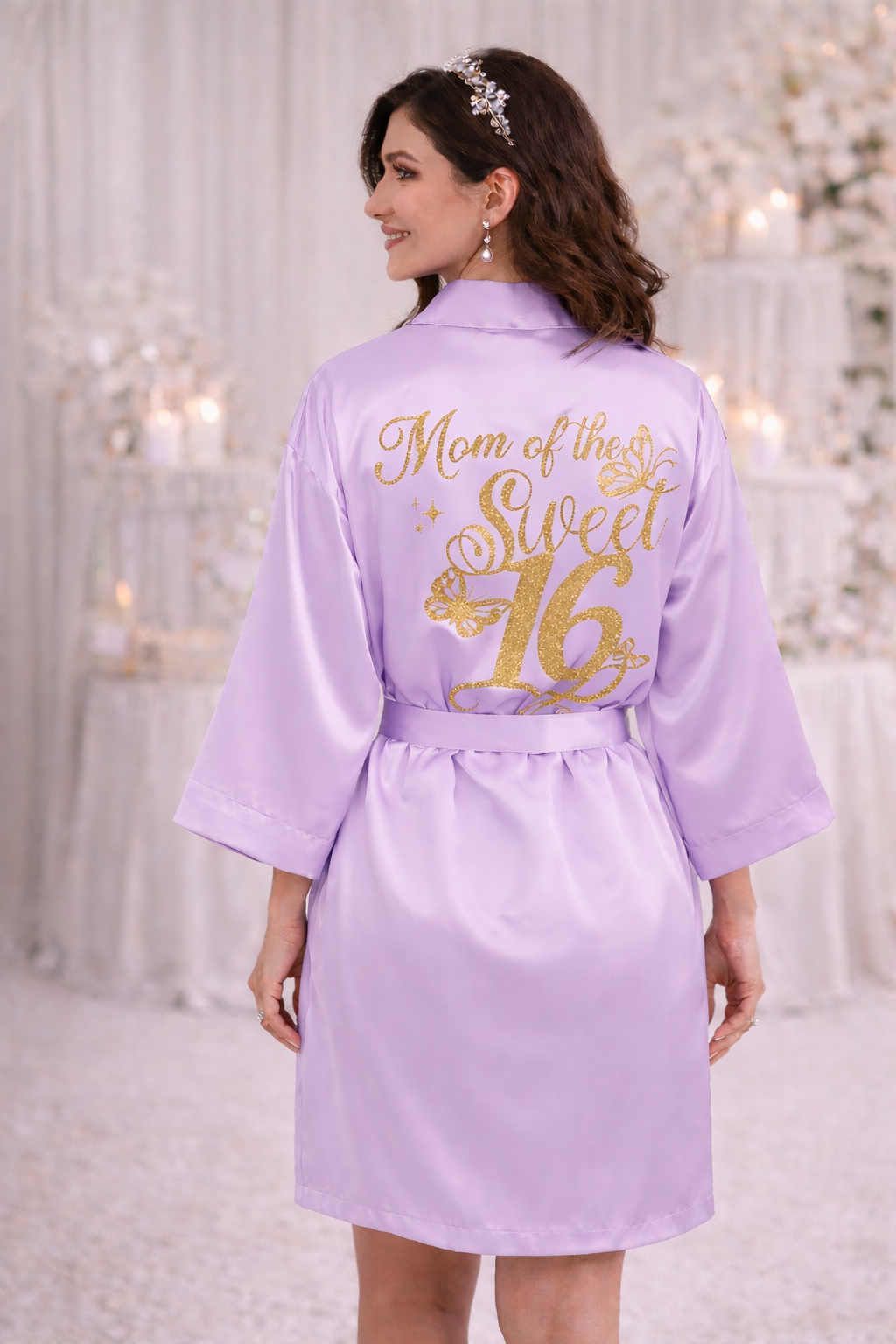 Personalized Robe with name  + Slippers Set – Sweet16 (Send the name to be personalized on the front)