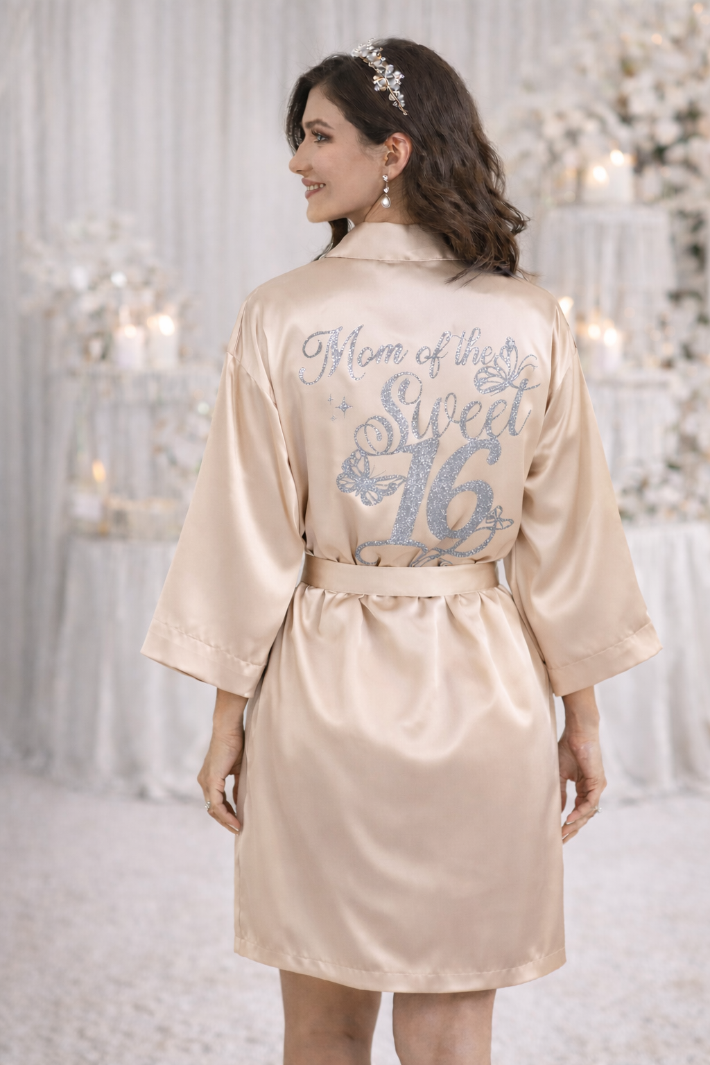 Personalized Robe with name  + Slippers Set – Sweet16 (Send the name to be personalized on the front)