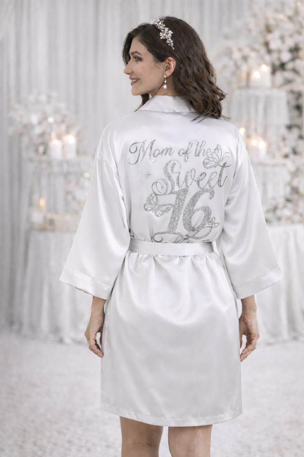 Personalized Robe with name  + Slippers Set – Sweet16 (Send the name to be personalized on the front)
