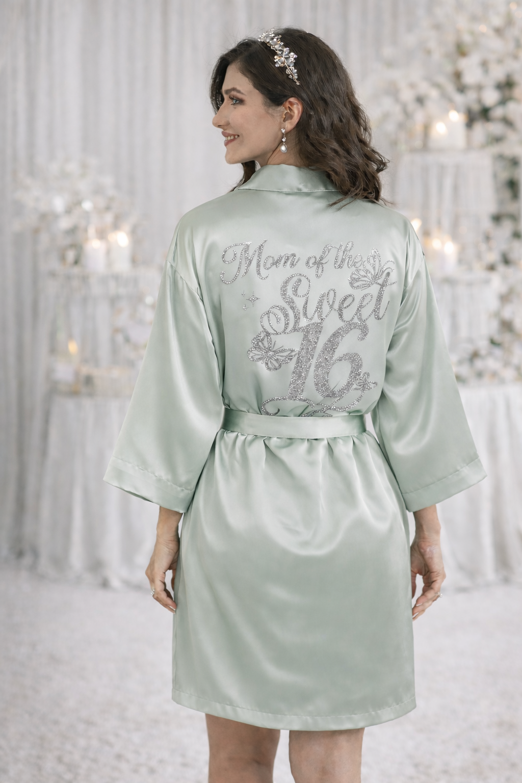 Personalized Robe with name  + Slippers Set – Sweet16 (Send the name to be personalized on the front)